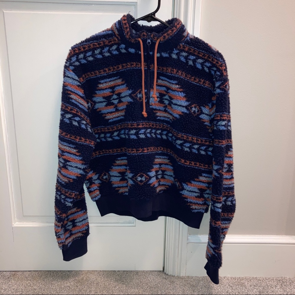 PacSun aztec teddy quarter zip